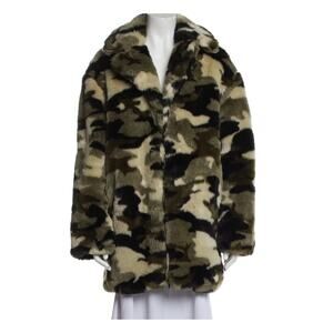 Pam & Gela Camo Faux Fur Coat M/L NWT Runway Camouflage Teddy Festival $595